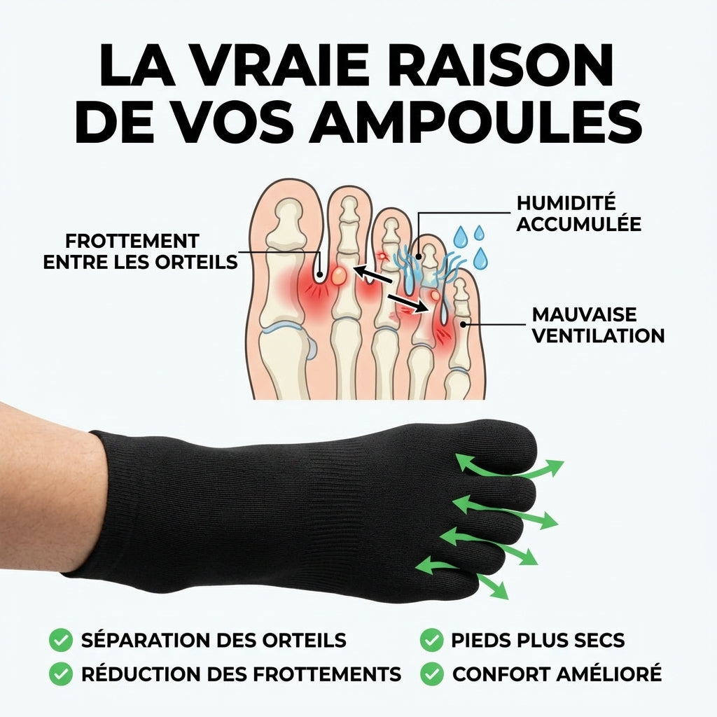 Chaussettes techniques à orteils séparés - Coolmax